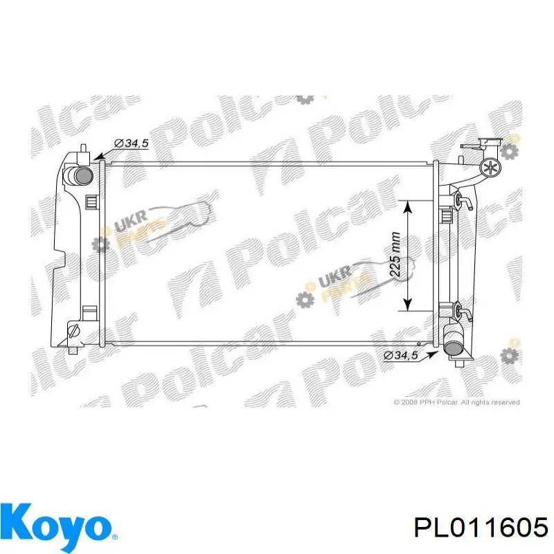 Радіатор охолодження двигуна PL011605 Koyo