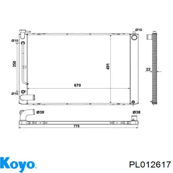 Радіатор PL012617 Koyo