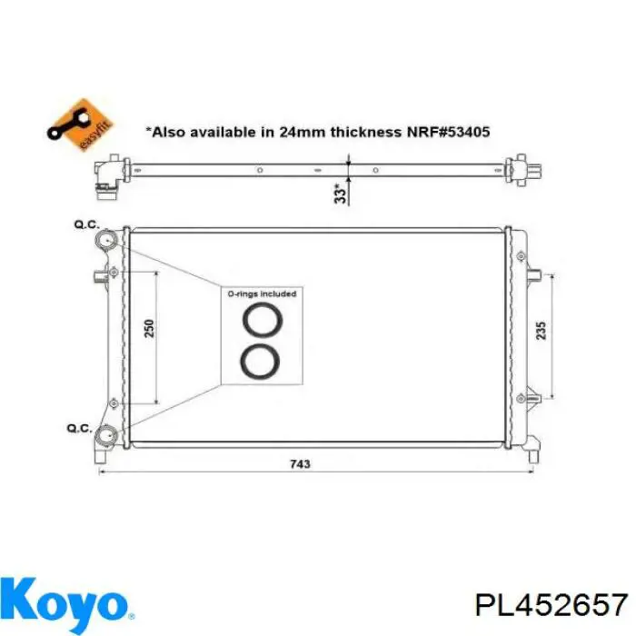 Радіатор основний Koyo PL452657 ціна, від 47.33 USD