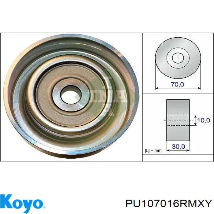 Ролик приводного ременя, паразитний Koyo PU107016RMXY ціна, від 22.41 USD