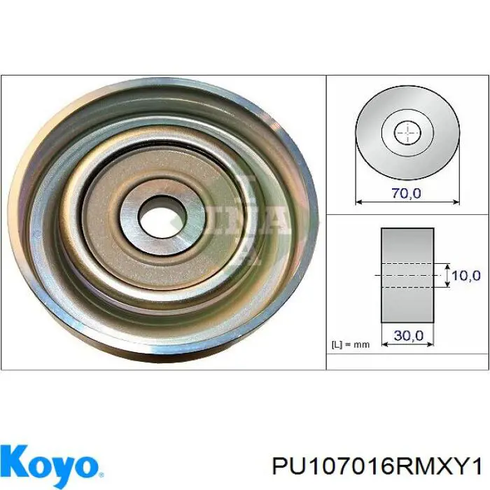 Ролик приводного ременя, паразитний PU107016RMXY1 Koyo