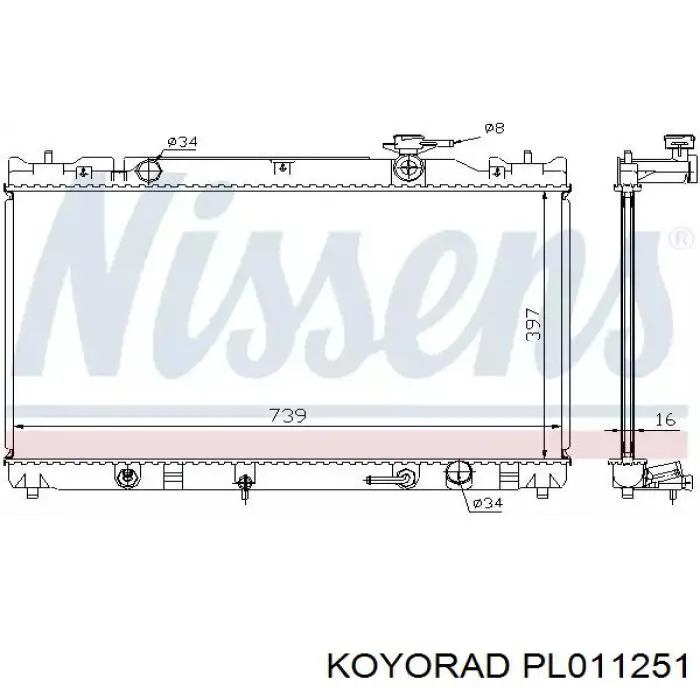 Радіатор основний Koyorad PL011251 ціна, від 92.35 USD