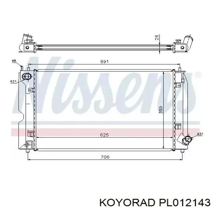 Радіатор основний Koyorad PL012143 ціна, від 127.67 USD