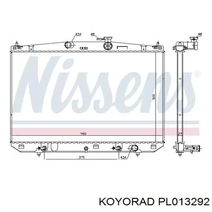 Радіатор основний Koyorad PL013292 ціна, від 170.64 USD
