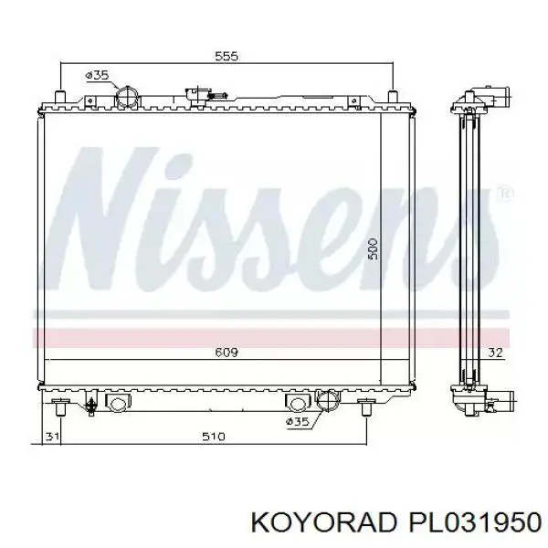 Радіатор основний Koyorad PL031950 ціна, від 145.92 USD