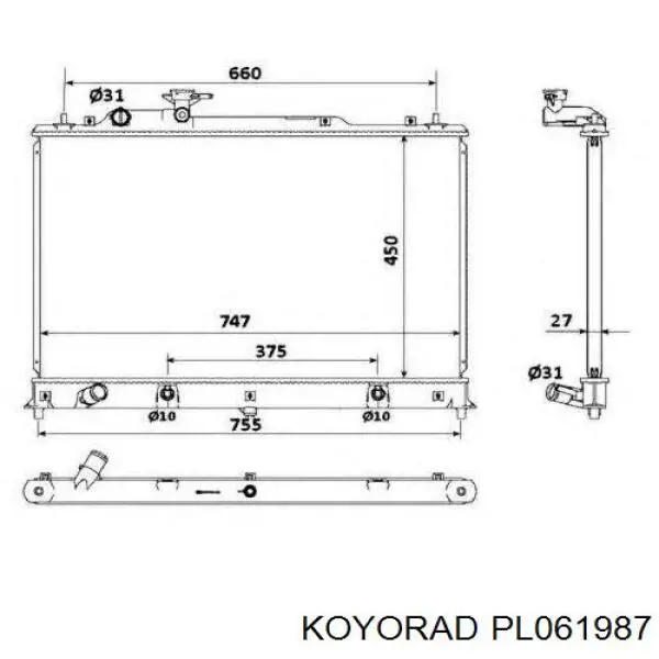 PL061987 Koyorad Радіатор охолодження двигуна