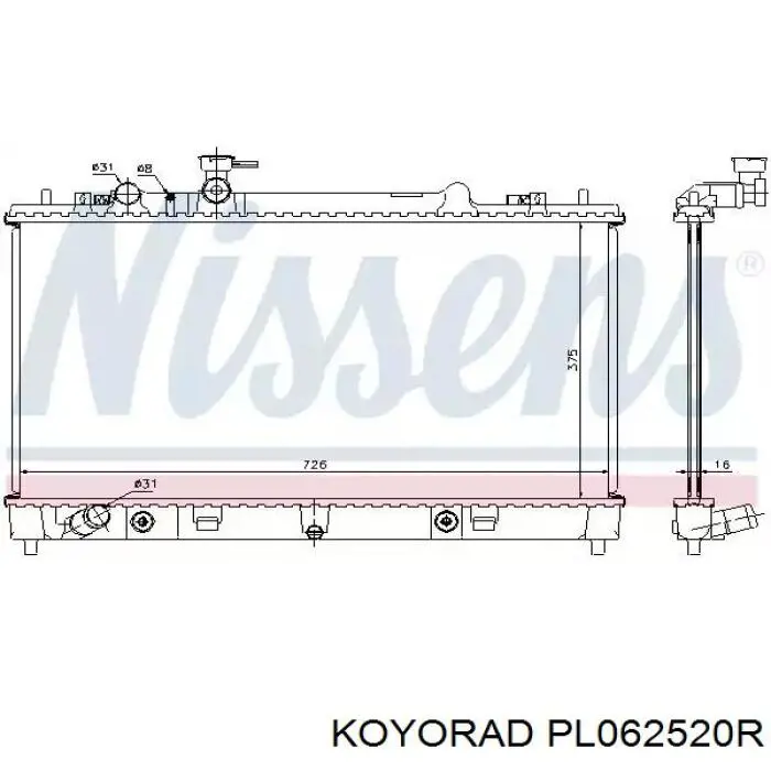 Купити PL062520R Koyorad Радіатор двигуна