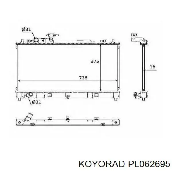 Радіатор основний Koyorad PL062695 ціна, від 97.07 USD