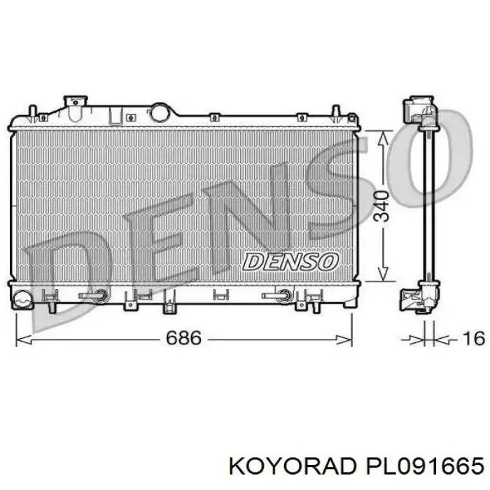 Радіатор охолодження двигуна PL091665 Koyorad