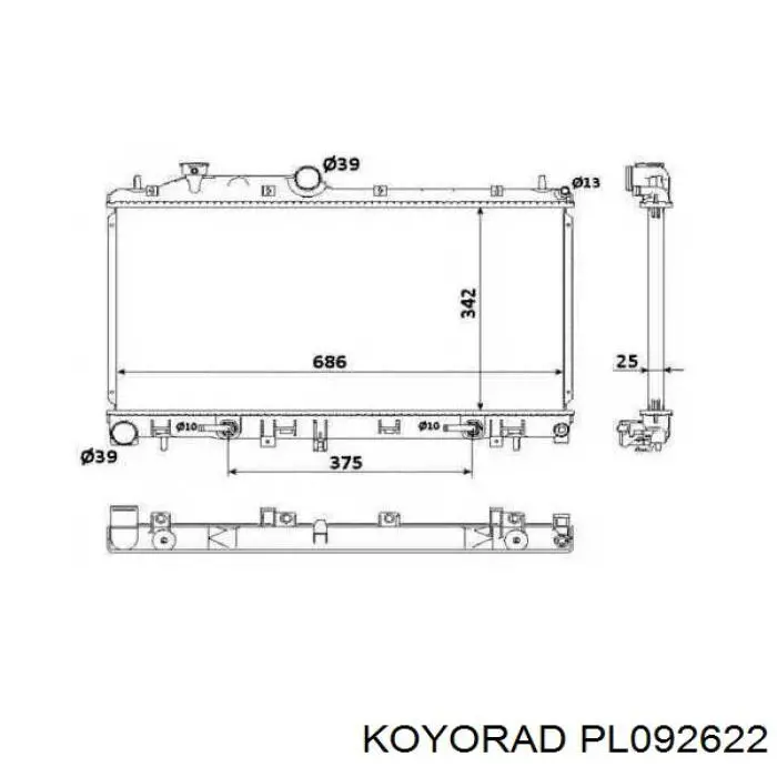 Радіатор основний Koyorad PL092622 ціна, від 76.84 USD