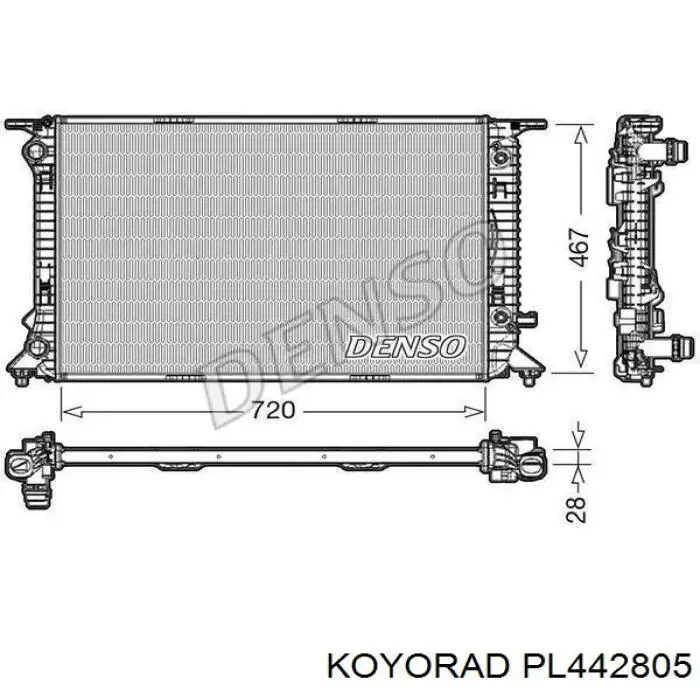 Радіатор охолодження двигуна PL442805 Koyorad