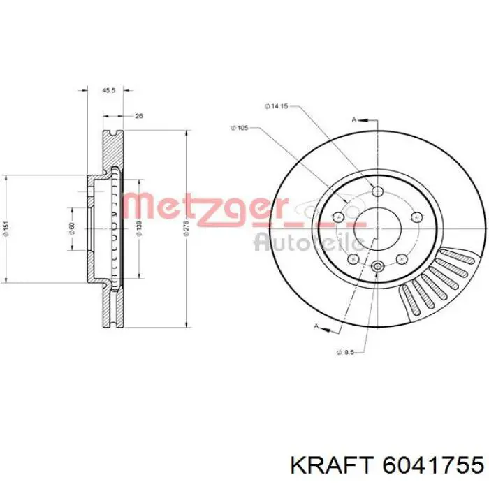6041755 Kraft Гальмо дискове переднє