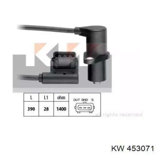 453071 KW AUTOMOTIVE Датчик розподільного вала