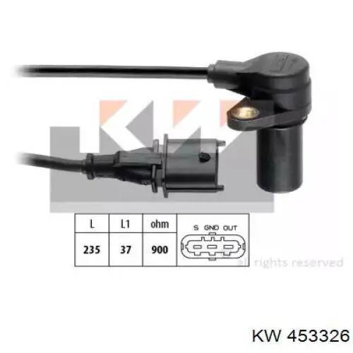 Купити 453326 KW AUTOMOTIVE Датчик положення (оборотів) коленвалу
