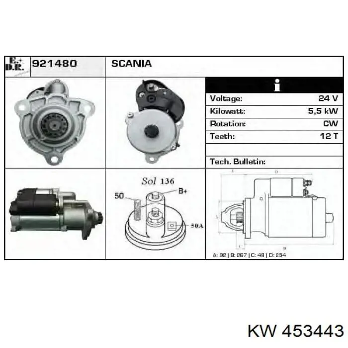 Купити 453443 KW AUTOMOTIVE Датчик положення (оборотів) коленвалу