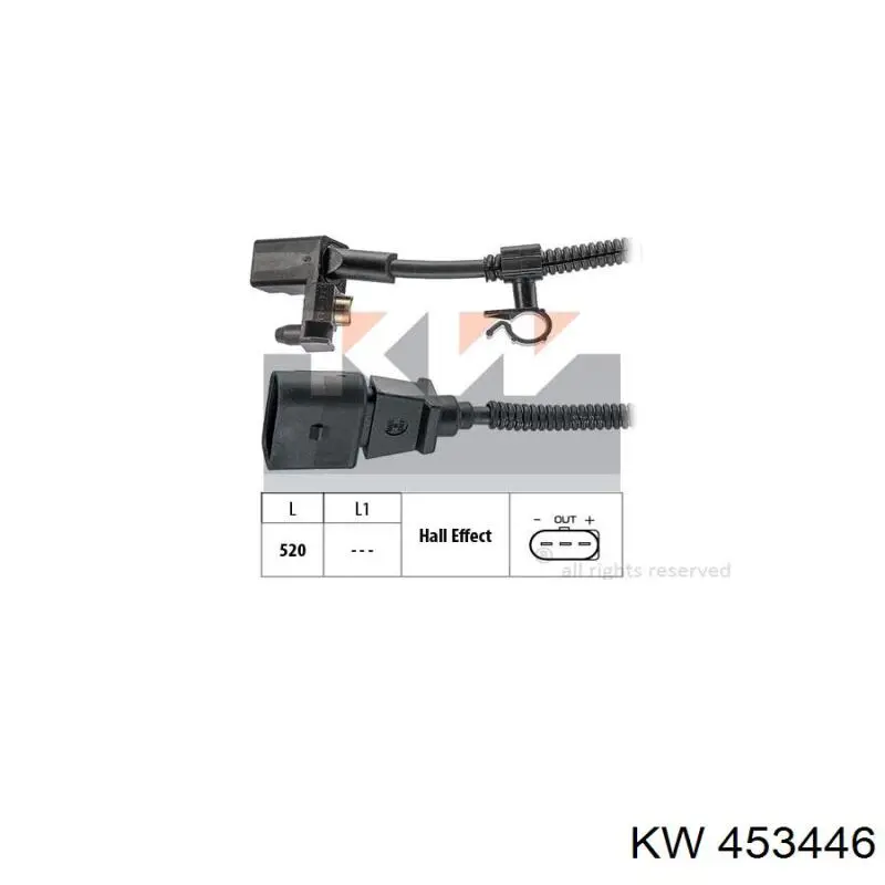 Датчик обертів колінвалу KW AUTOMOTIVE 453446 ціна, від 27.34 USD