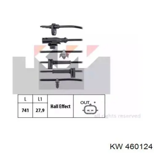 Купити 460124 KW AUTOMOTIVE Датчик АБС (ABS) передній