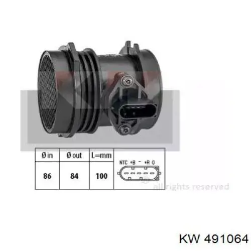 491064 KW AUTOMOTIVE Датчик витрати повітря