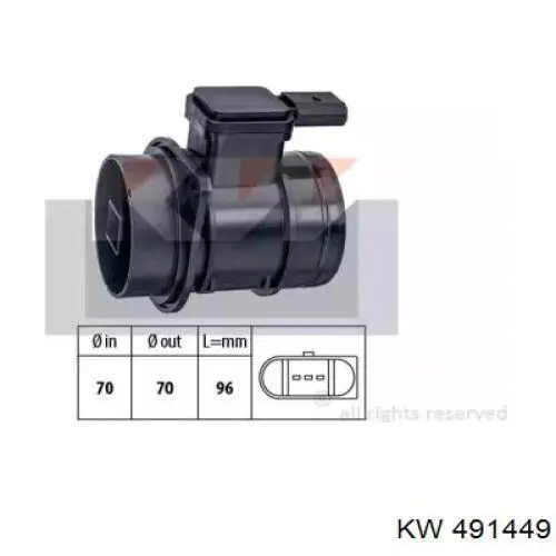 Датчик масової витрати повітря KW AUTOMOTIVE 491449 ціна, від 43.52 USD