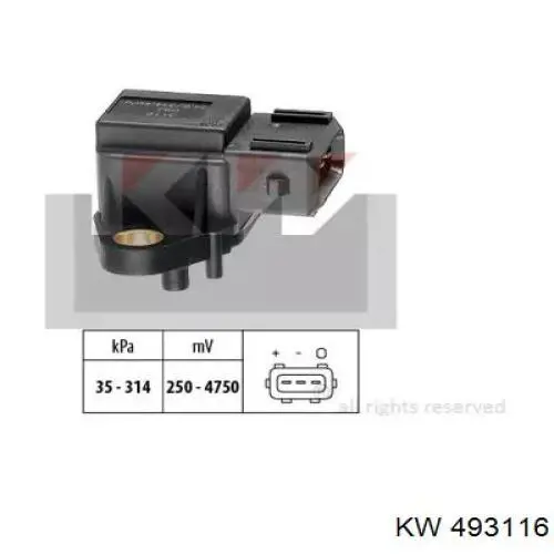 MAP сенсор KW AUTOMOTIVE 493116 ціна, від 27.34 USD