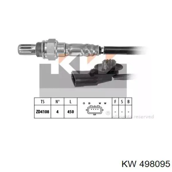 Лямбдазонд, датчик кисню після каталізатора KW AUTOMOTIVE 498095 ціна, від 48.98 USD