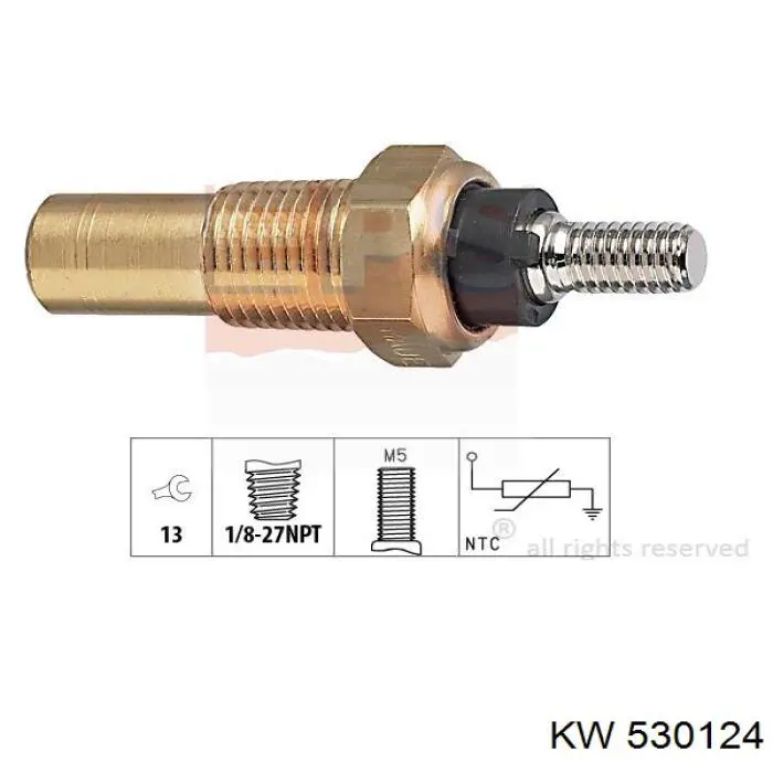 Термодатчик охолоджуючої рідини KW AUTOMOTIVE 530124 ціна, від 4.65 USD