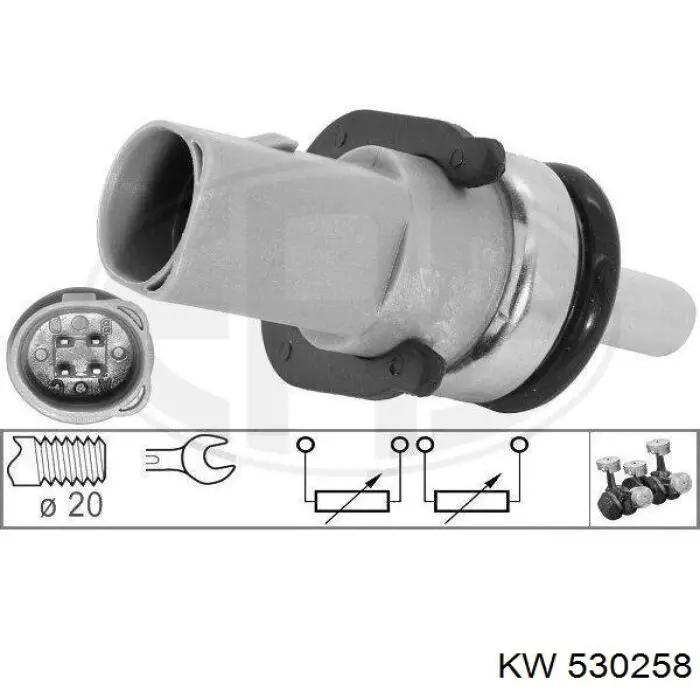 Термодатчик охолоджуючої рідини KW AUTOMOTIVE 530258 ціна, від 5.67 USD