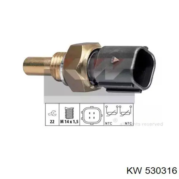 Термодатчик охолоджуючої рідини KW AUTOMOTIVE 530316 ціна, від 9.45 USD