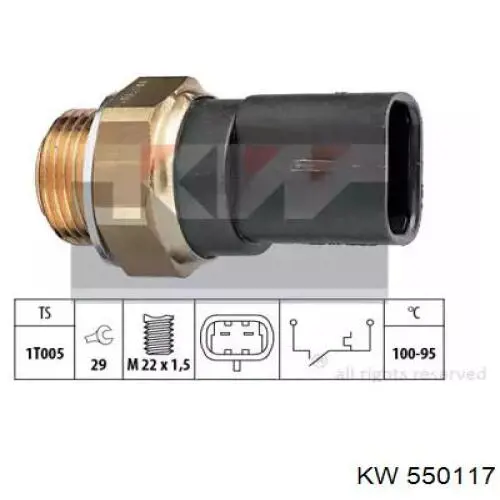 Купити 550117 KW AUTOMOTIVE Датчик включення вентилятора