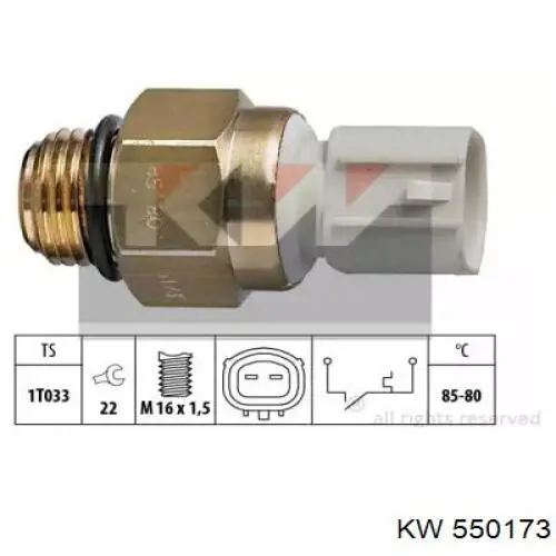Купити 550173 KW AUTOMOTIVE Датчик включення вентилятора