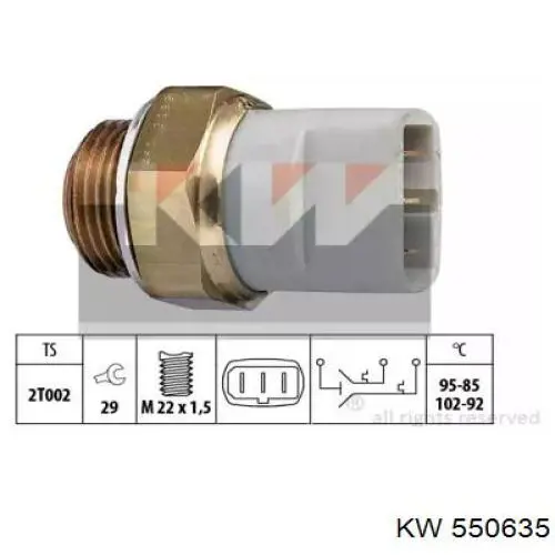 Купити 550635 KW AUTOMOTIVE Датчик включення вентилятора