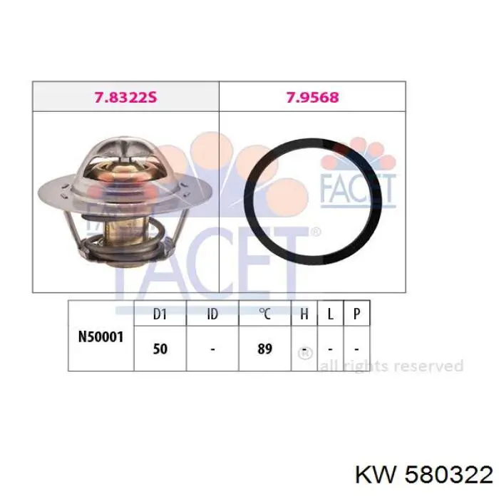 Купити 580322 KW AUTOMOTIVE Термостат в корпусі