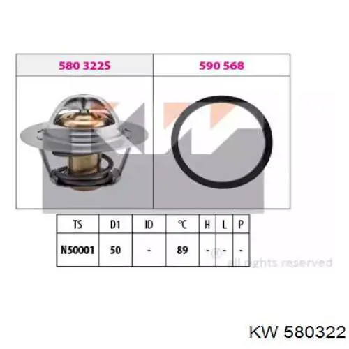Автомобільний термостат KW AUTOMOTIVE 580322 ціна, від 8.65 USD