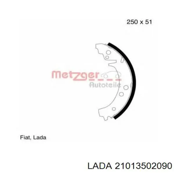 Колодки гальмові задні, барабанні 21013502090 Lada