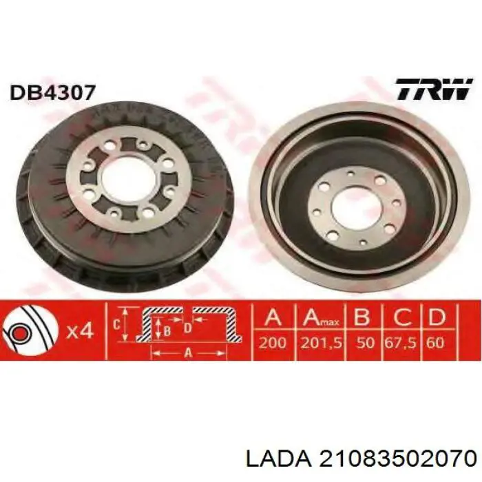 Купити 21083502070 Lada Барабан гальмівний задній
