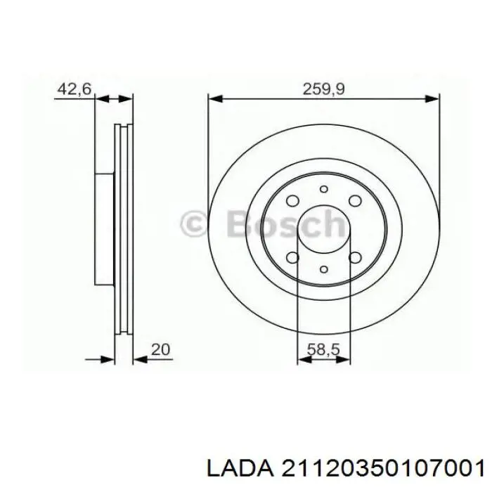 Диск гальмівний передній 21120350107001 Lada