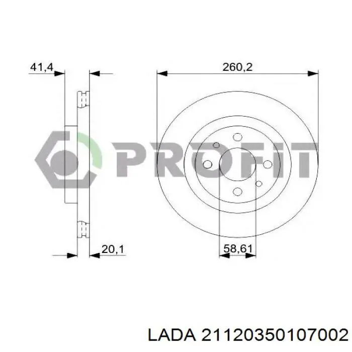 Диск гальмівний передній 21120350107002 Lada