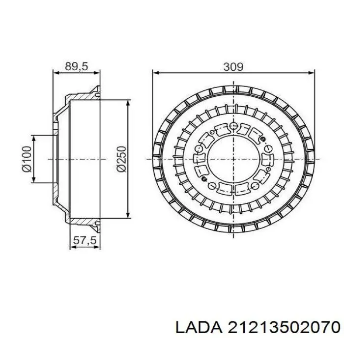 Купити 21213502070 Lada Барабан гальмівний задній