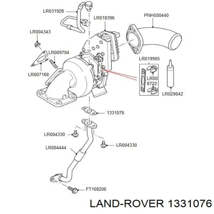 1331076 Land Rover прокладка шланга відводу масла від турбіни