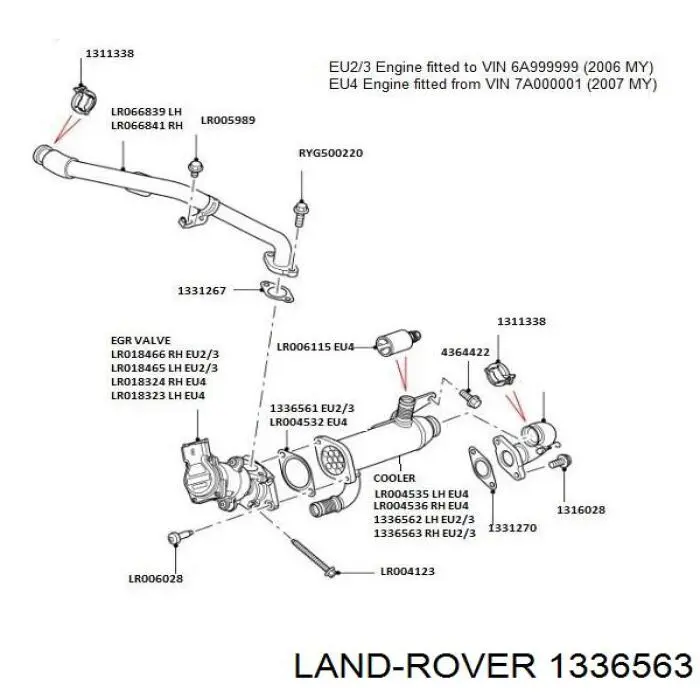 Радіатор системи EGR рециркуляції вихлопних газів Land Rover 1336563 ціна, від 77.81 USD