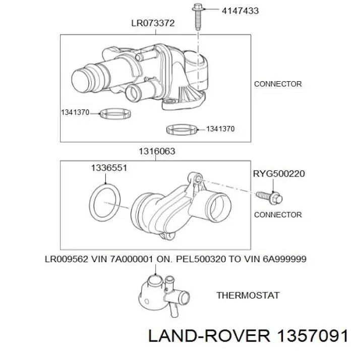1357091 Land Rover корпус термостата