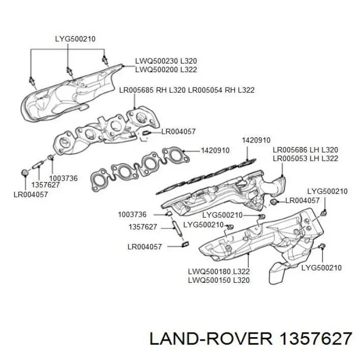 Шпилька випускного колектора 1357627 Land Rover