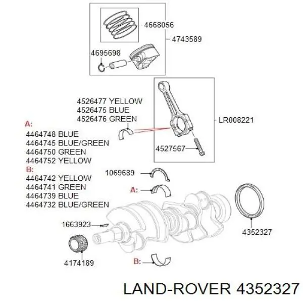 4352327 Land Rover сальник колінвала двигуна, задній