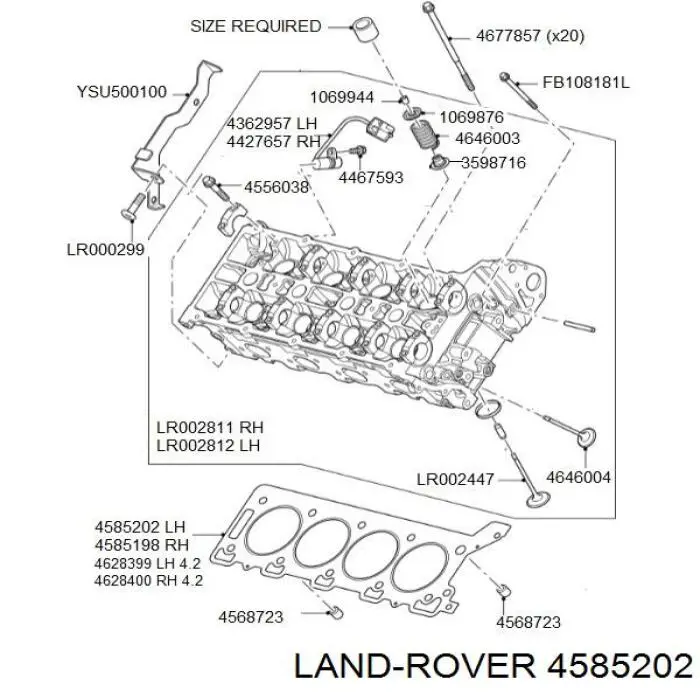 Прокладка головки блока циліндрів (ГБЦ), ліва Land Rover Discovery 3 (LR3) (Land Rover Діскавері)