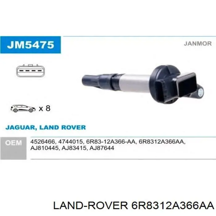Купити 6R8312A366AA Land Rover Котушка запалювання