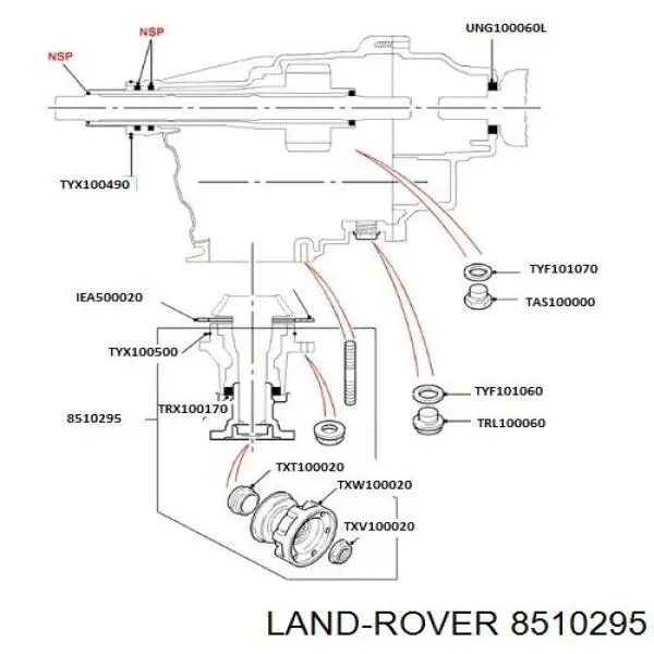 Купити TRX100170 Land Rover Сальник роздавальної коробки, передній вихідний