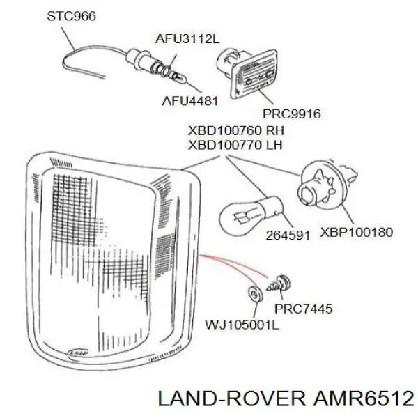 Правий покажчик повороту - лампа Land Rover AMR6512 ціна, від 38.48 USD