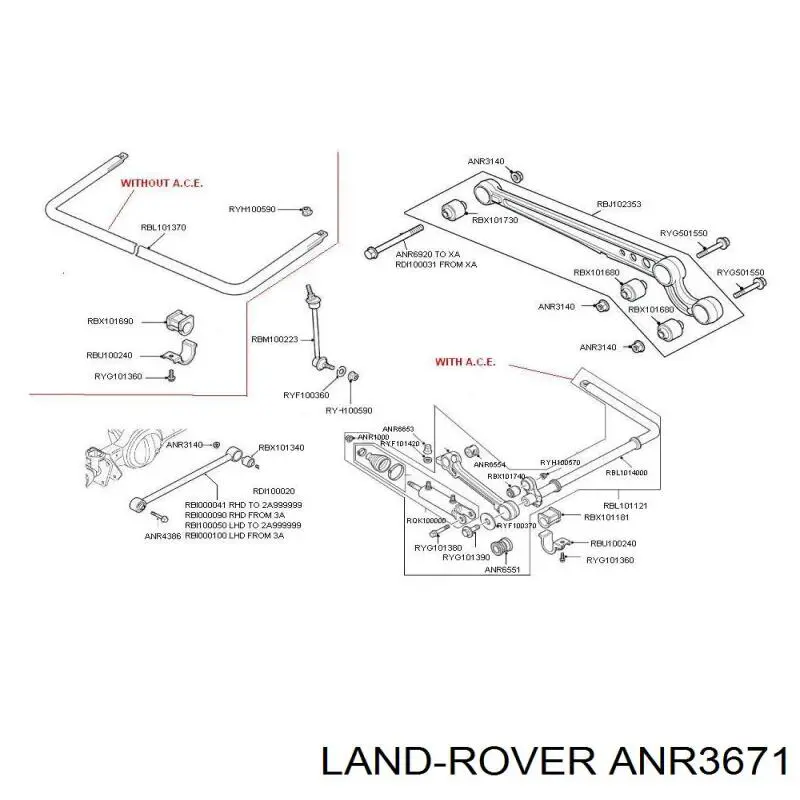 ANR3671 Land Rover сайлентблок задньої реактивної тяги