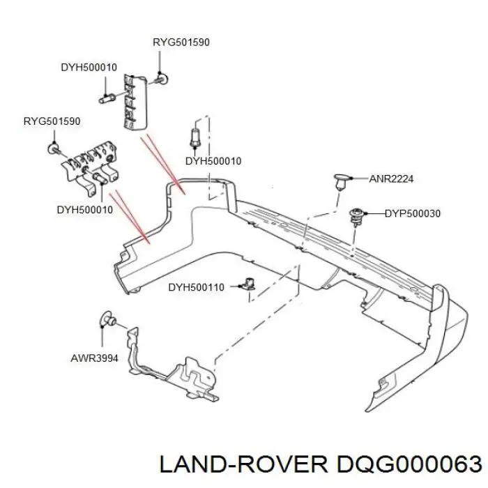 Кронштейн бампера заднього, правий Land Rover DQG000063 ціна, від 19.00 USD