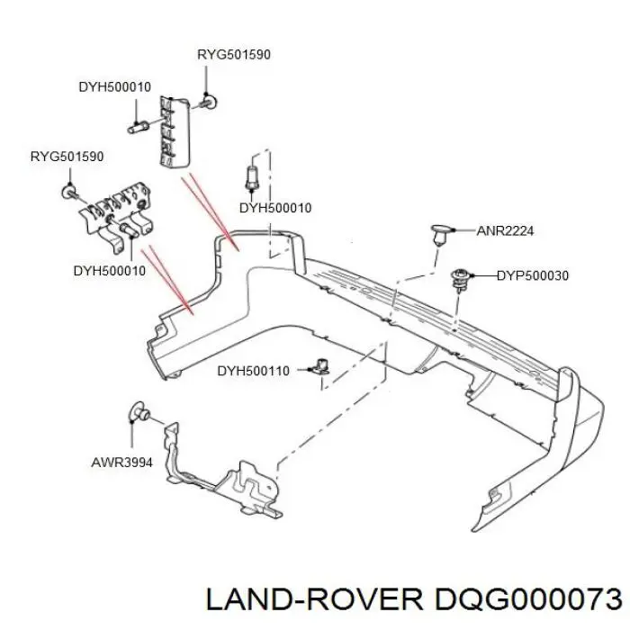 Кронштейн бампера заднього, лівий Land Rover Range Rover SPORT 1 (L320) (Land Rover Рейндж ровер)